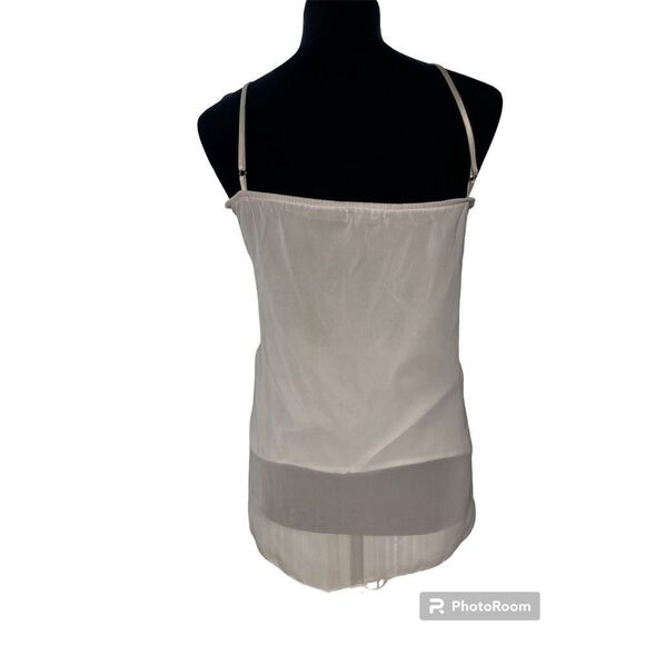 White Camisole Tank Top Sleeveless Top (OS) by MAPSI, Womens with Gold Sequin Pa - Picture 6 of 11